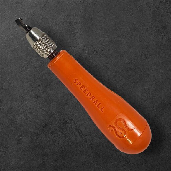 Vintage Speedball No. 66 Brayer 6" & Linoleum Cutter Tool w/ Box & Instructions - Picture 9 of 13